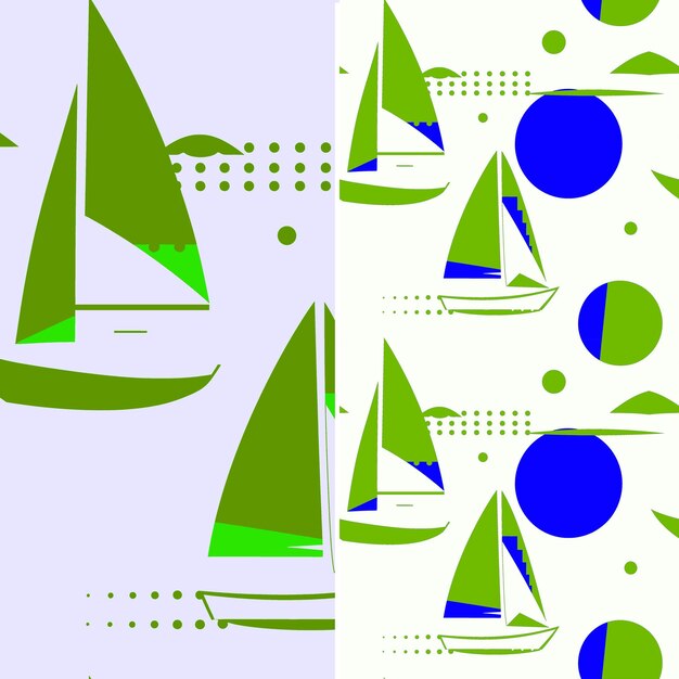 PSD barca a vela con silhouette a vela e design elegante con psd nautico seamless pattern collage art