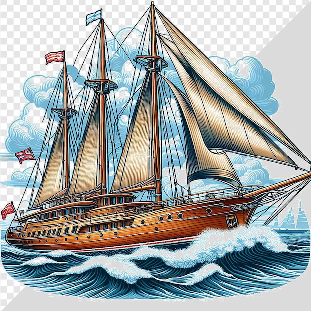 PSD a sailing ship on a transparent background