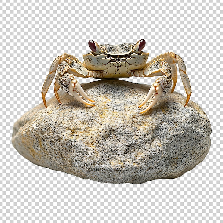 PSD a sailor crab on a stone isolated on transparent background
