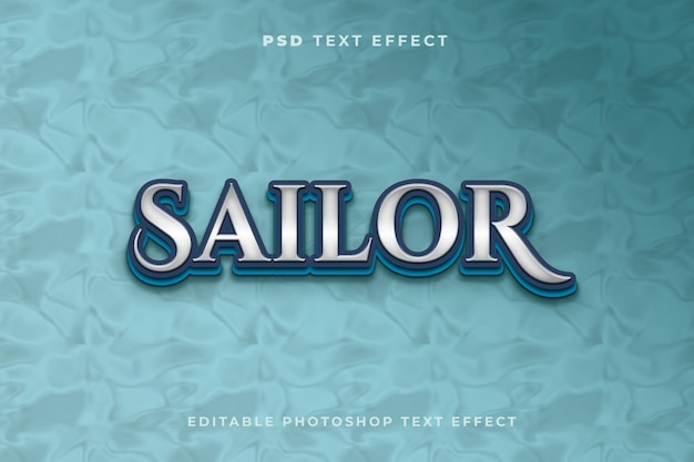 Sailor text effect template with blue background