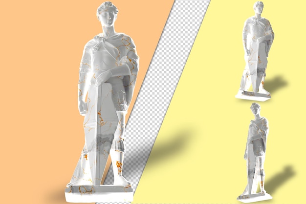 Statua di san giorgio in marmo bianco oro perfetto per la promozione di copertine di album di abbigliamento sui social media