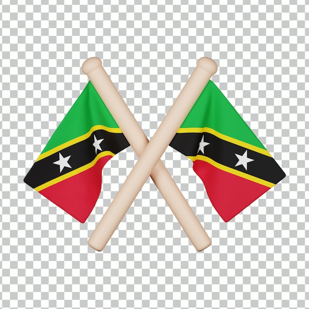 PSD saint kitts en nevis vlag 3d pictogram