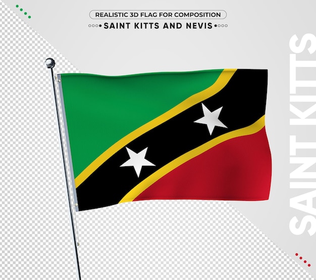 PSD bandiera di saint kitts e nevis con uno stile realistico