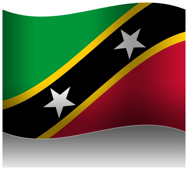 PSD saint kitts e nevis sventola la bandiera 3d