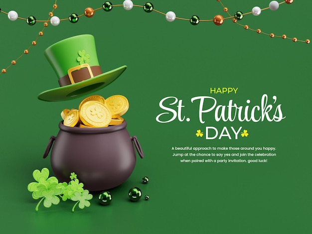 PSD saint patrick's day celebration 3d social media banner design template