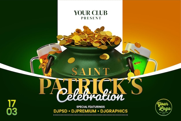 Saint patricks celebration or party for social media post template