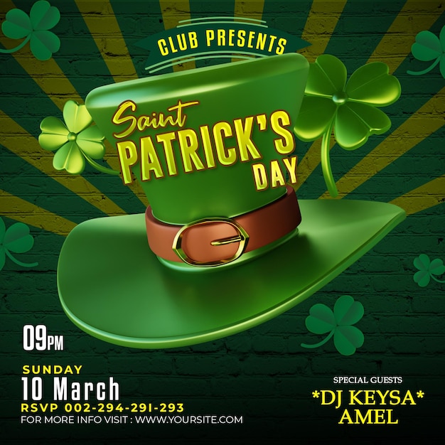 PSD saint patricks celebration or party for social media post template