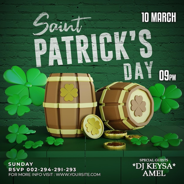 Saint patricks celebration or party for social media post template