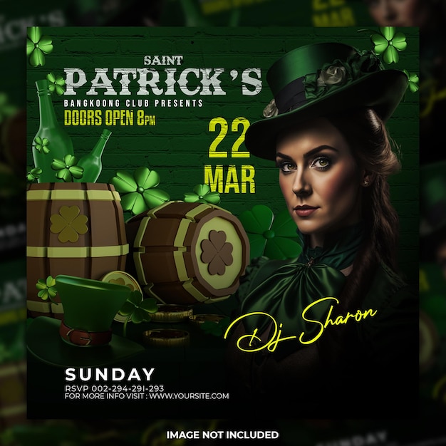 Saint patricks celebration or party for social media post template