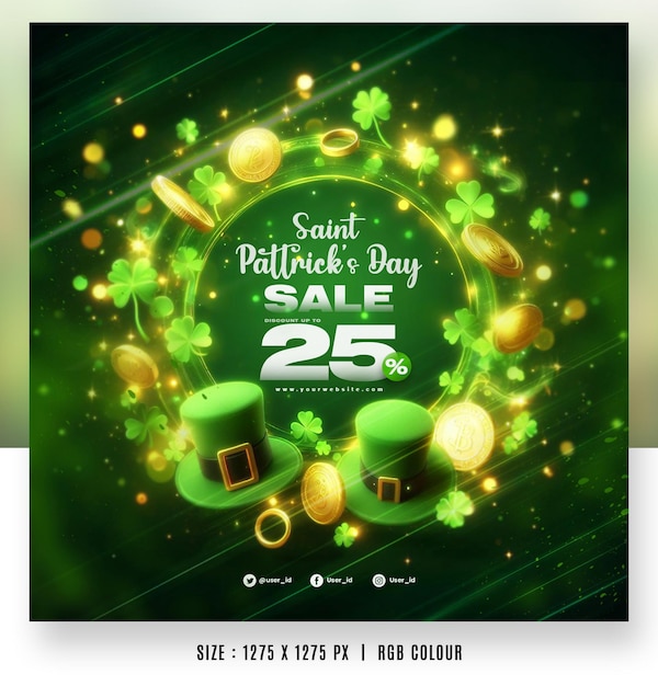 PSD saint pattricks day sale banner promo templates