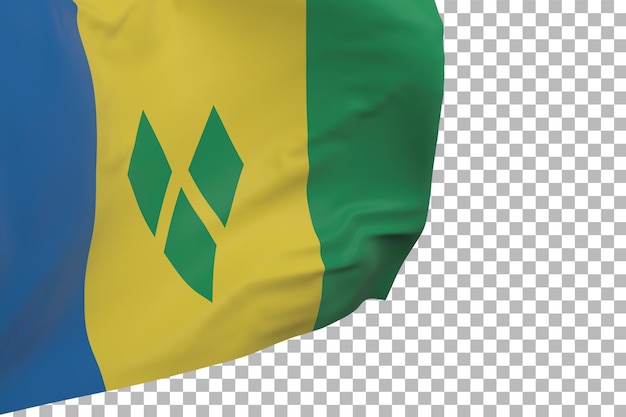 PSD saint vincent and the grenadines flag isolated. waving banner. national flag of saint vincent and the grenadines