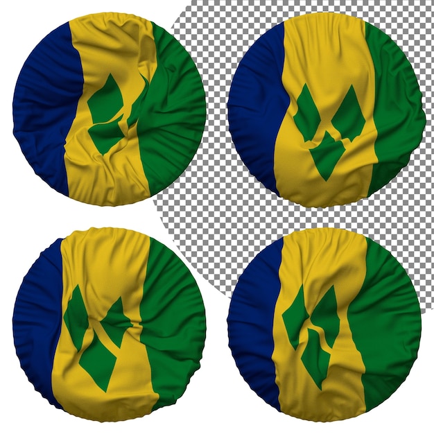 saint vincent and the grenadines flag round shape isolated different style bump texture 3d rendering