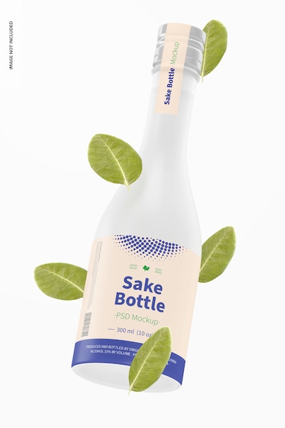 Sake Bottle Mockup, Floating