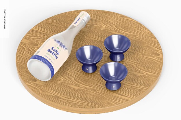 Bottiglia di sake mockup, prospettiva