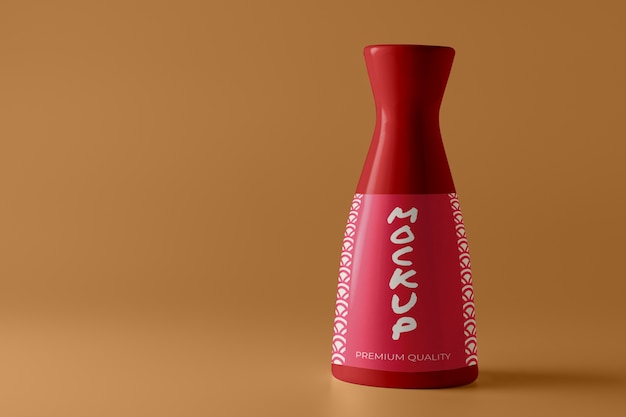 PSD sake fles mock-up ontwerp