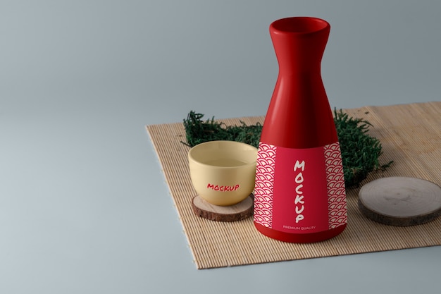 PSD sake fles mock-up ontwerp