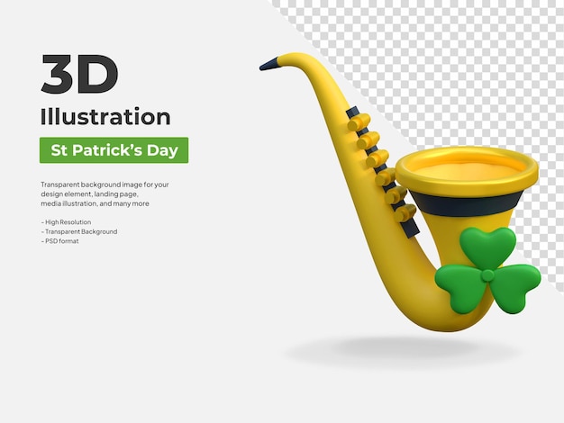 Saksofon Ikona 3d Saint Patrick39s Day Wakacyjny Instrument Muzyczny Ilustracja