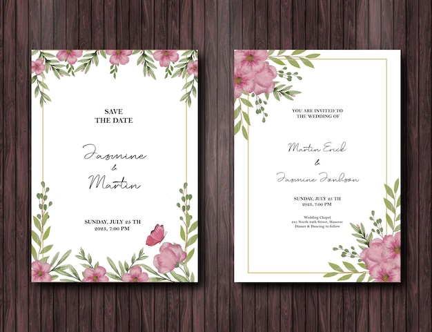 PSD sakura flower corner decorative floral design for wedding invitation free psd