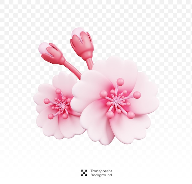 Sakura japanese cherry blossom isolated symbols icons and culture of japan 3d render