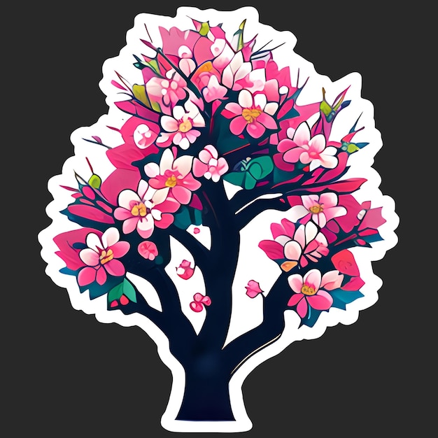 PSD sakura tree design illustration clipart