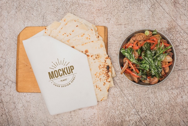 salad and tortilla healthy food mock-up