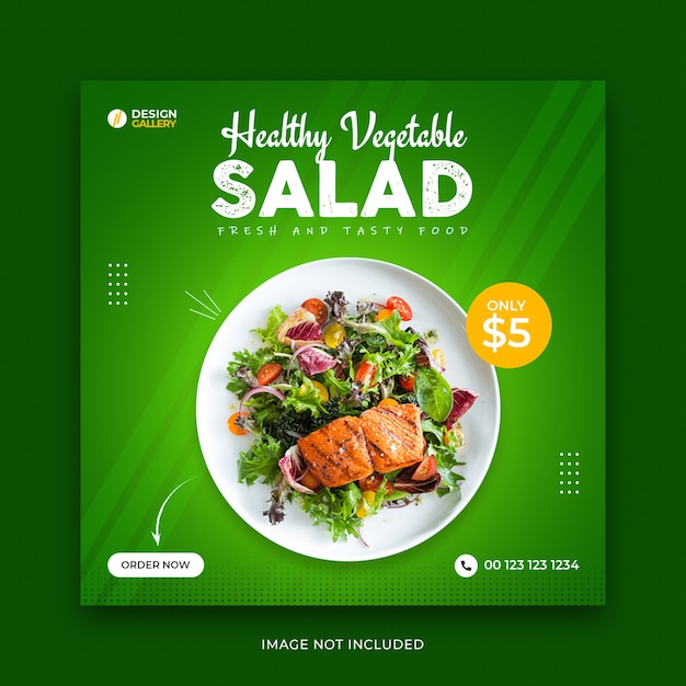 Salad web and social media fast food restaurant banner template