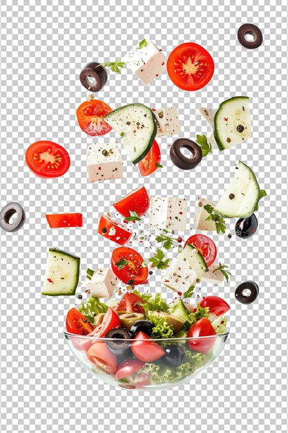 Salad with cheese and fresh vegetables isolated on white background greek salad