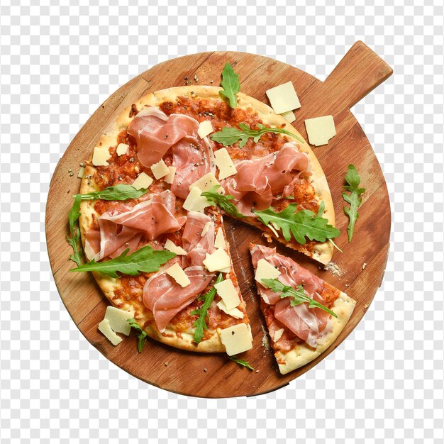 Salad with meat pizza