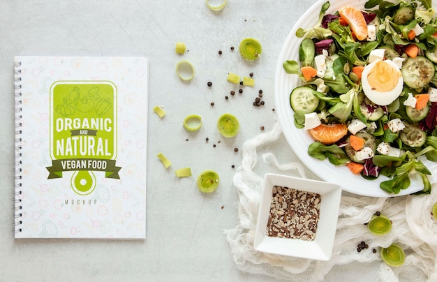 PSD salads with notebook mock-up