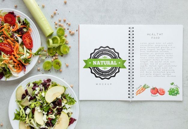 PSD salads with notebook