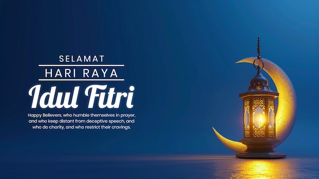 PSD salamat hair raya idul fitri means happy eid mubarak in indonesian banner template with ketupat