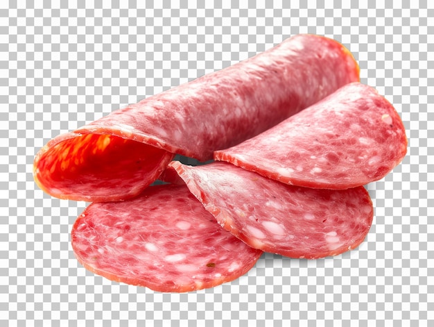 PSD fette di salsiccia salame prosciutto isolato su sfondo trasparente png psd