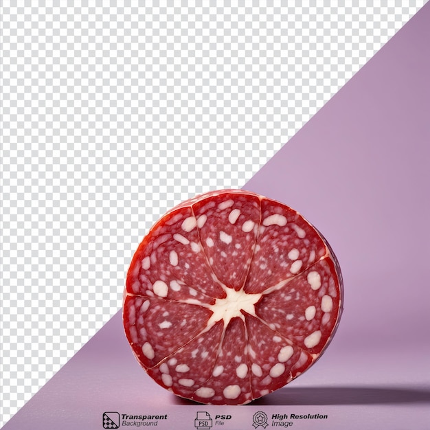 Salami slice isolated on transparent background