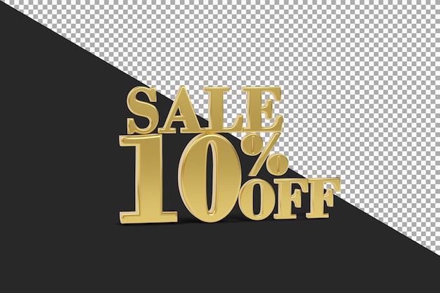 sale 10 percent off gold color 3d rendering isolated