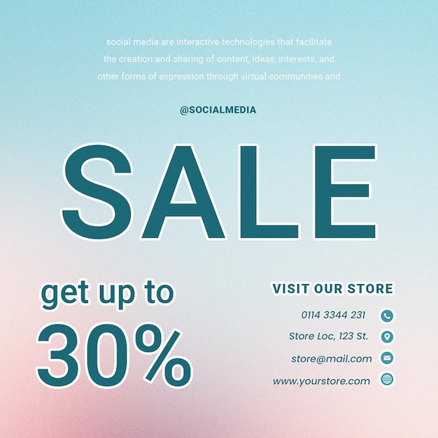 SALE 30 OFF instagram post design szablon psd