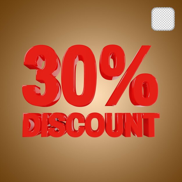 PSD sale 30 percent off discount 3d illustration