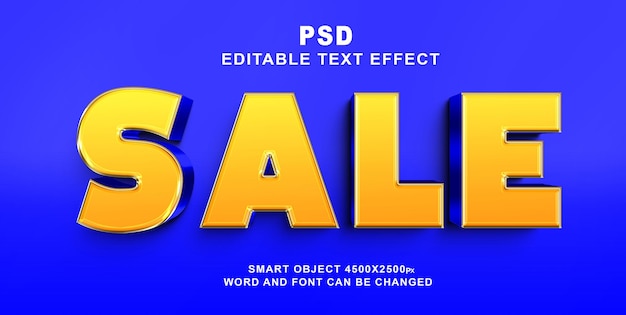 Sale 3d editable text effect photoshop template with background