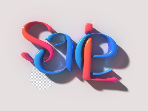 PSD lettere di vendita 3d transparente psd font design