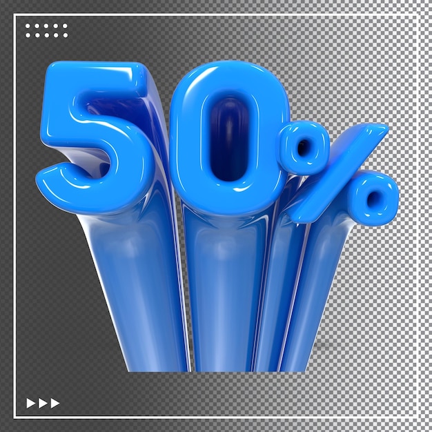 Sale 3d tekst 50 korting effect kleur blauw