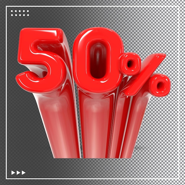 PSD sale 3d tekst 50 korting effect kleur rood