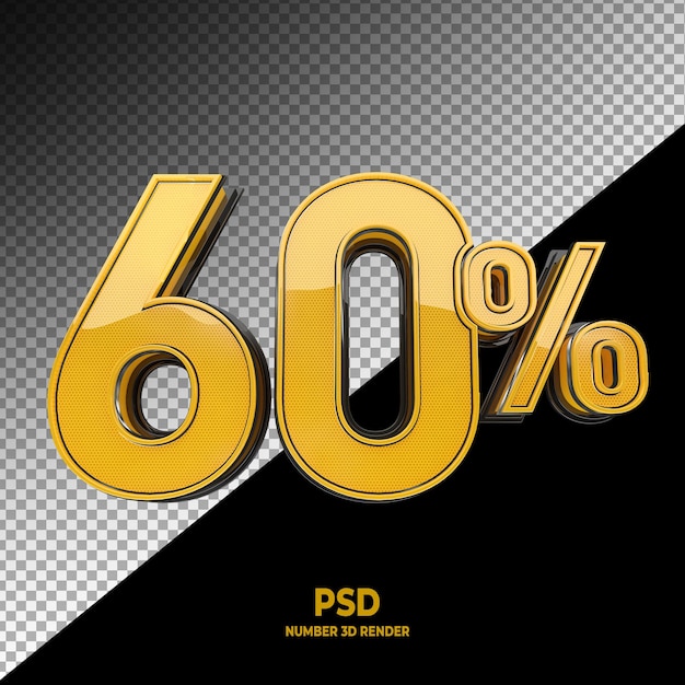 Sale 60 korting en sale korting op kleur goud met speciale aanbieding tarief 3d-rendering premium