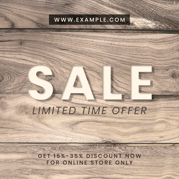 PSD sale ad wooden textured instagram template