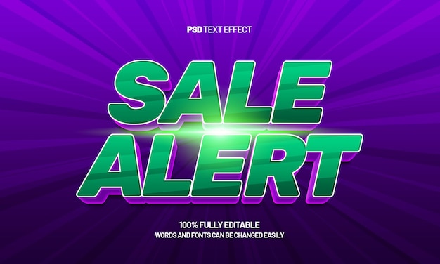 sale alert editable text effect with a offer and discount text effect