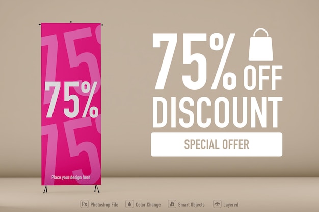 Sale banner mockup isolated showing offers and discounts