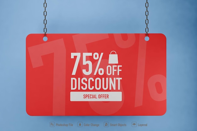 PSD sale banner mockup isolated showing offers and discounts