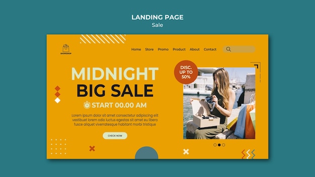 PSD sale concept landing page template