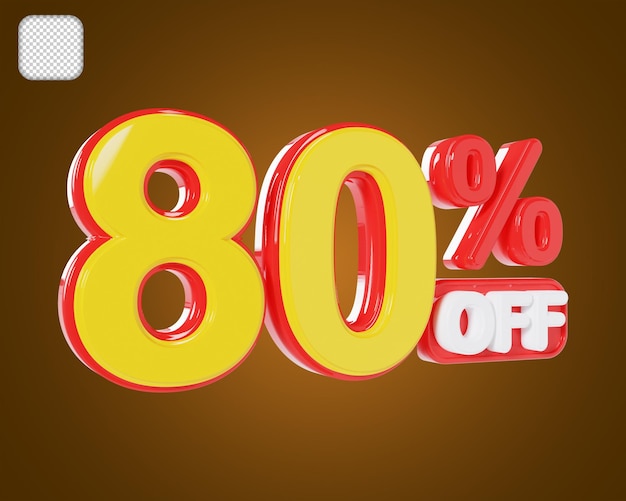 Sale Discount 80 Percent Off 3d illustration