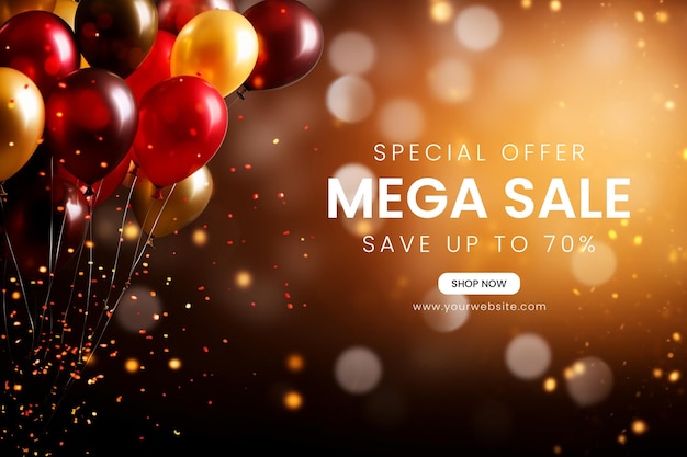 PSD sale discount banner and mega sale promotion background