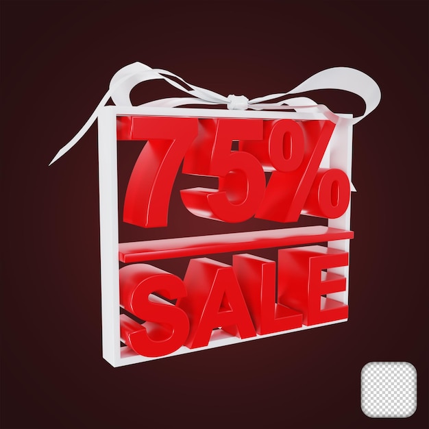 PSD sale discount offer 75 percent 3d illustration