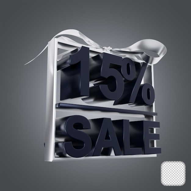 Sale discount price 15 percent 3d illustration